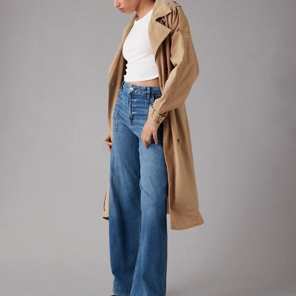 AE Dreamy Drape Tan Trench Coat Size XL